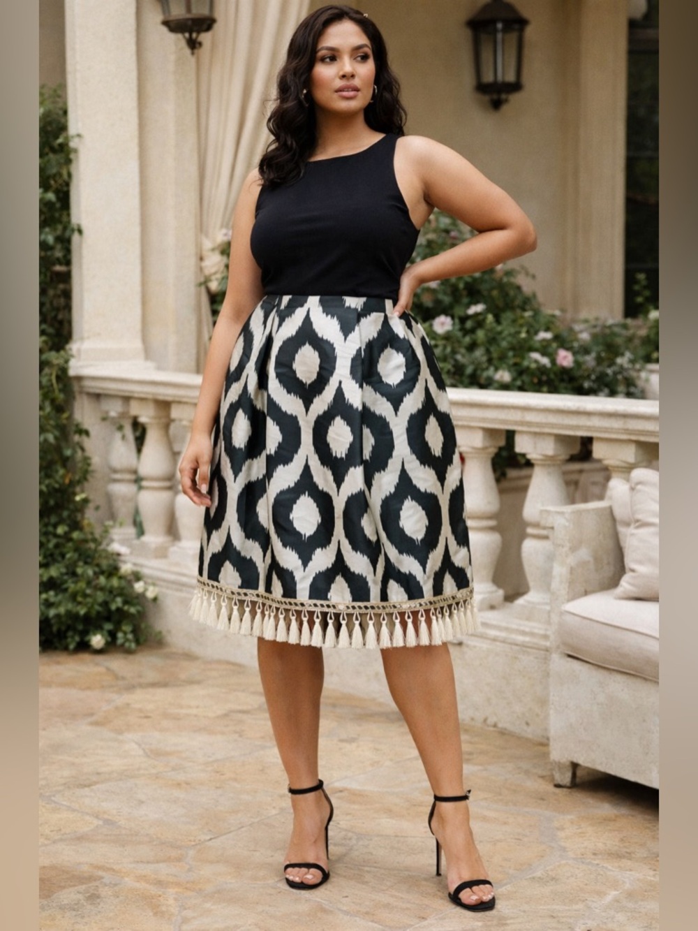 Sachin & Babi Ciya Skirt – Jet (Black/Ivory) – Size 14 – NWT | MSRP $395